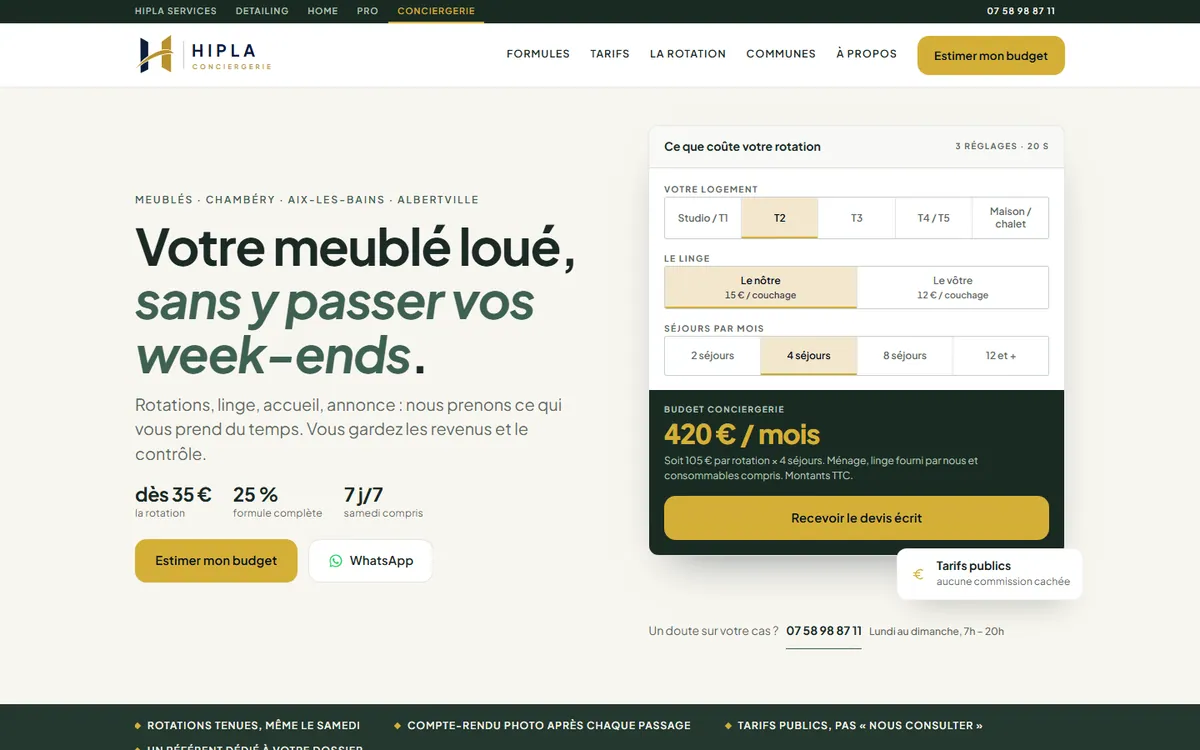 Accueil de Hipla Conciergerie — conciergerie de meublés